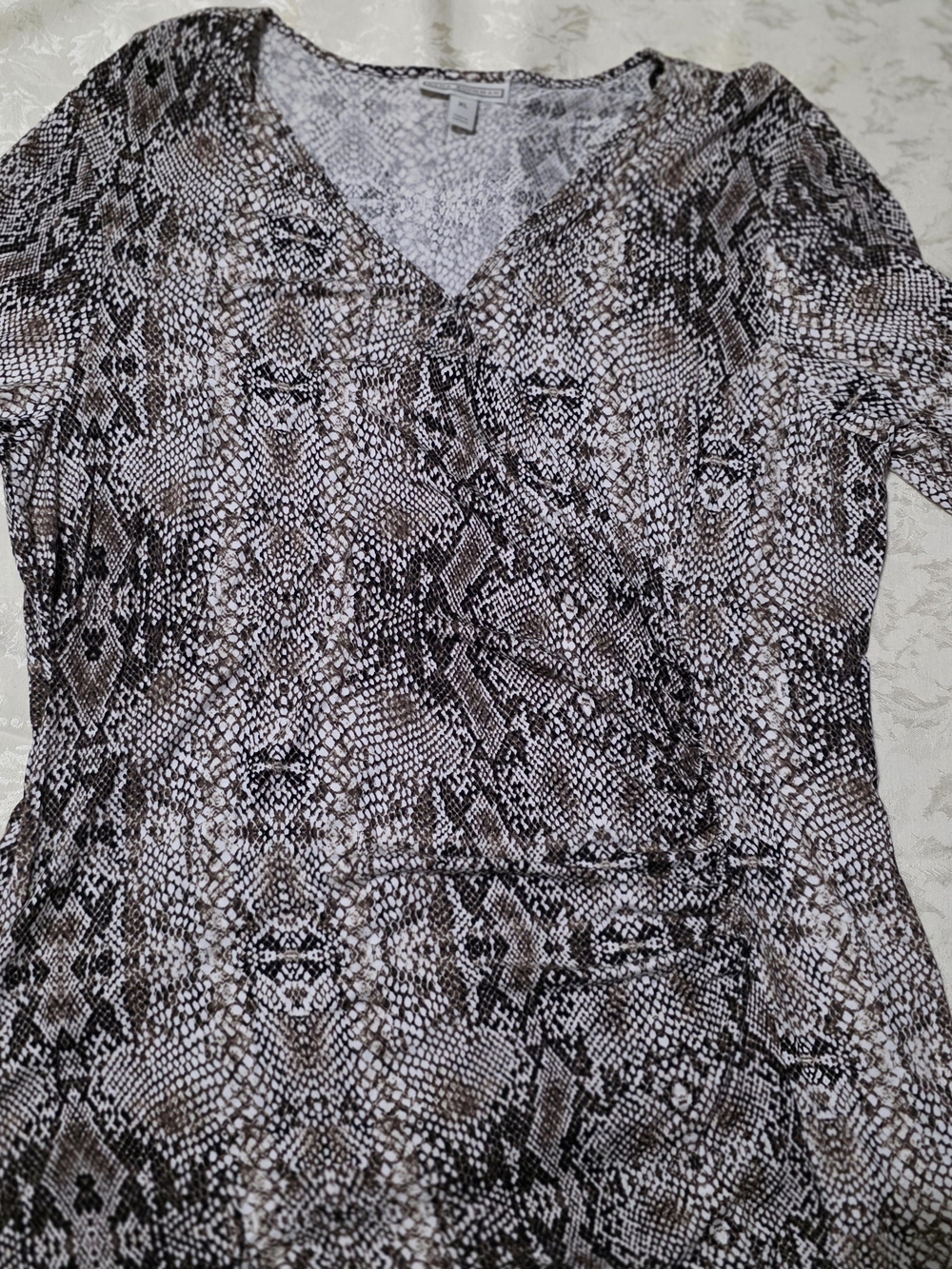 Dana Buchman Women's V-Neck Snake Print Tunic - Brown & Black
